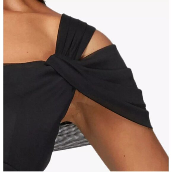 Alex Evenings Maxi Cold Shoulder Dress, Mother of Bride. Black. Size14P NWT - Picture 2 of 9